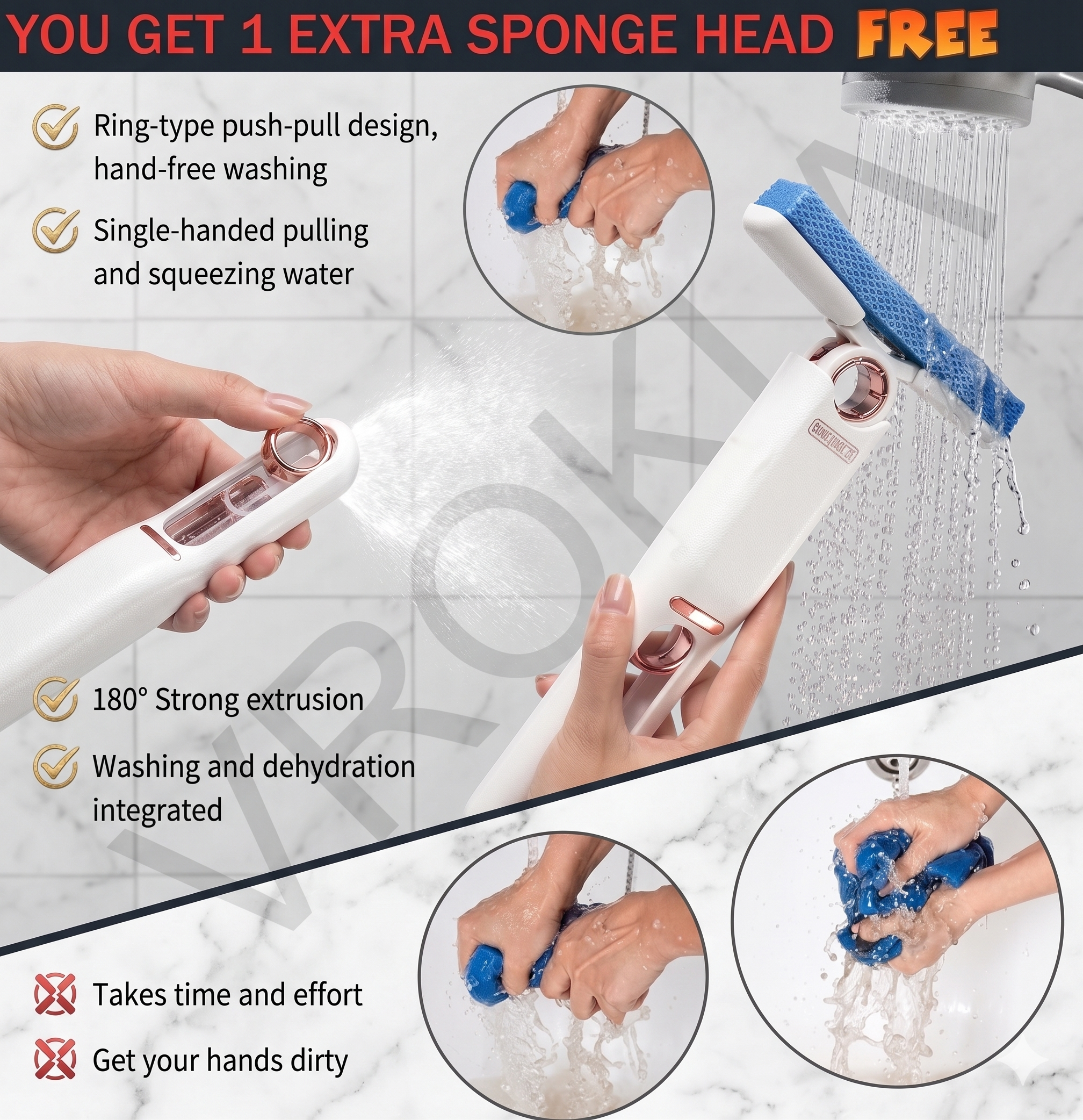 Clean Spills & Stains in Seconds with 1 free Replaceable Sponge Heads.
