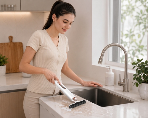 Clean Spills & Stains in Seconds with 1 free Replaceable Sponge Heads.
